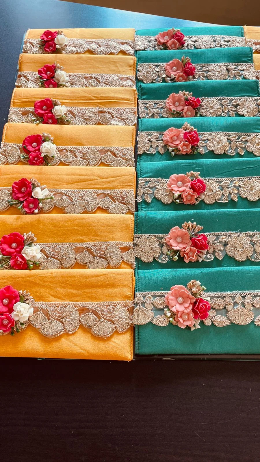 Silk Envelopes With Flowers (Pack of 10)
